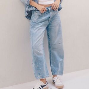 Free People Good Luck Mid-Rose Barrel Jeans